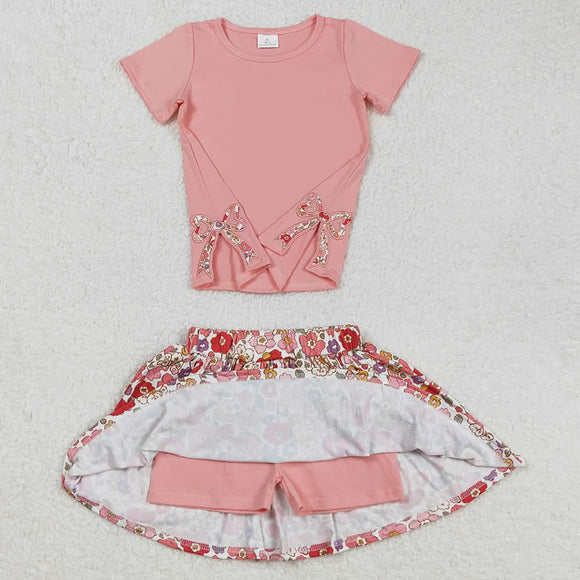 Floral Yoga shirt with side bow tee
