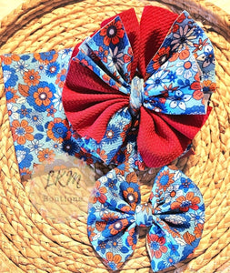 Red, white & blue floral bows