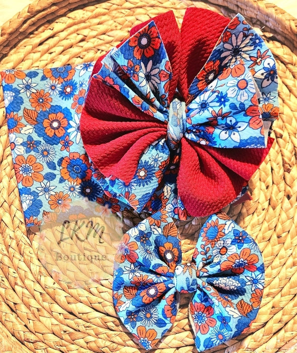 Red, white & blue floral bows