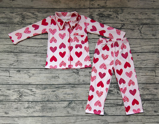 Button up heart pj set