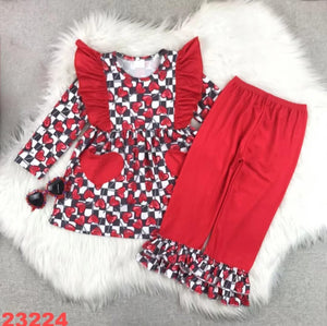 Checkered heart outfit set