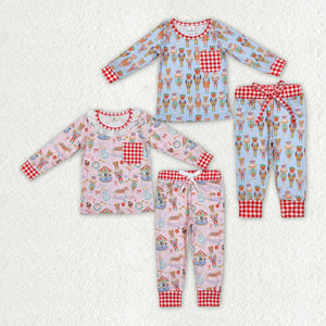 Red plaid pocket 2 piece sets