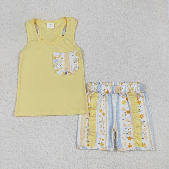 Yellow summer shorts set