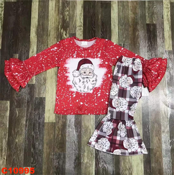 Red speckled Santa bell set