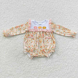 Vintage pumpkin bubble romper