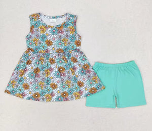 Floral mint shorts set