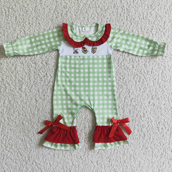 Green checkered romper