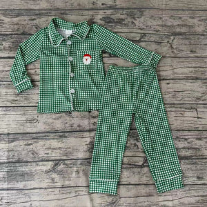 Green Santa button up 2 piece set