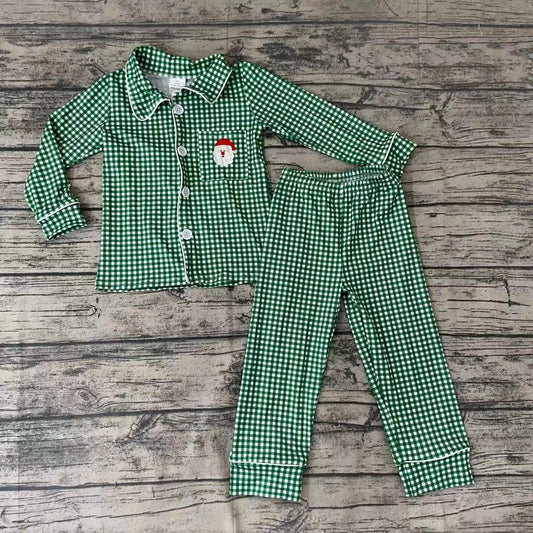 Green Santa button up 2 piece set