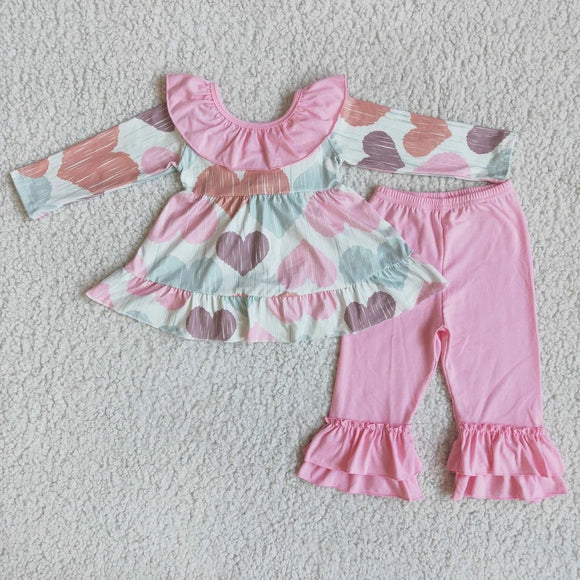 Pastel heart ruffle outfit set