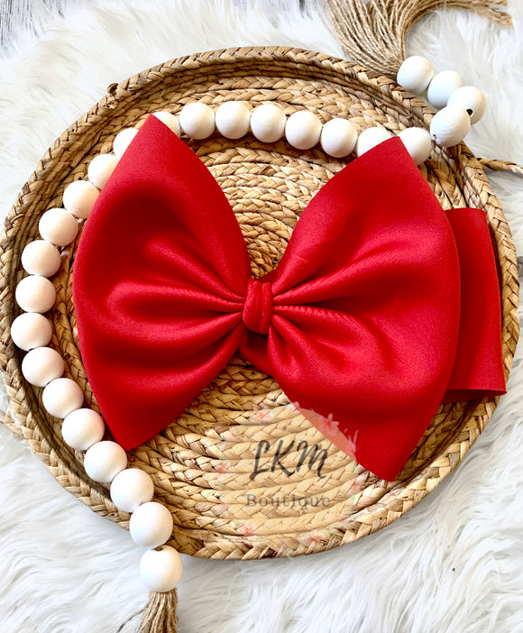 Apple red puff bows