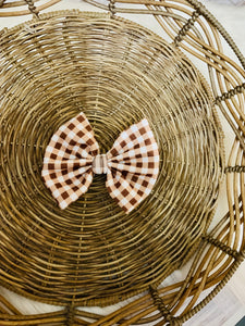 Brown gingham Bow