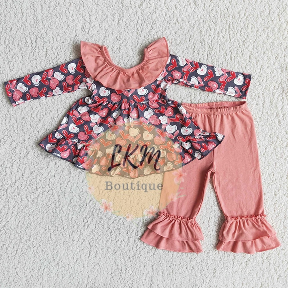 Candy hearts ruffle outfit set